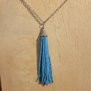 Turquoise bead tassel necklace