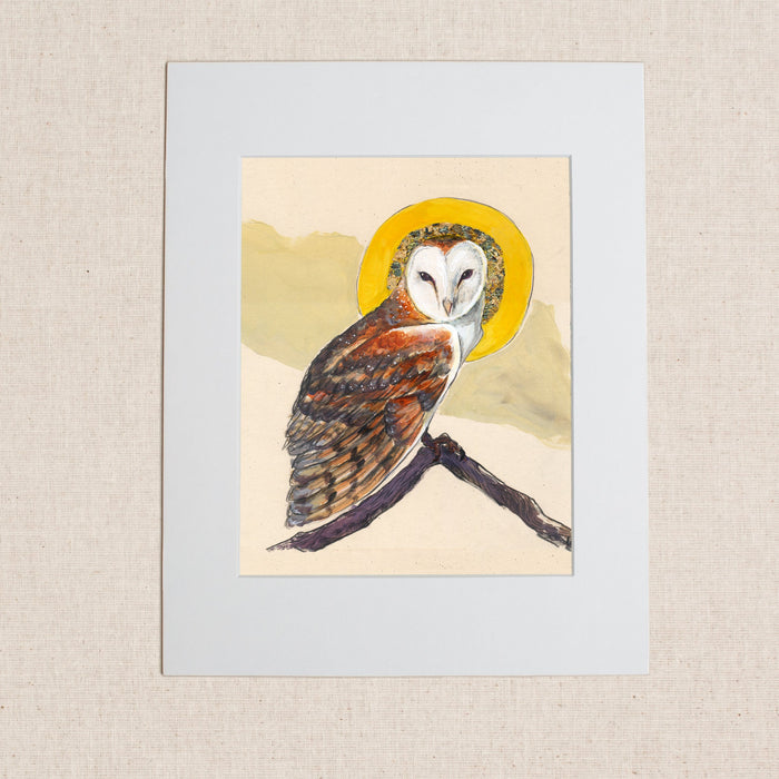 Barn Owl Saint Matted Print