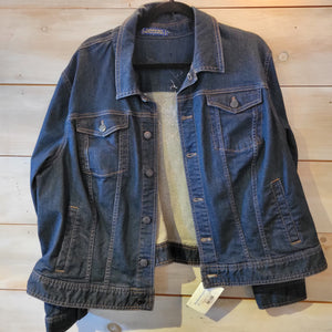 The front of the denim jacket