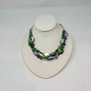 A Ruby Zoisite and-Emerald Agate Necklace