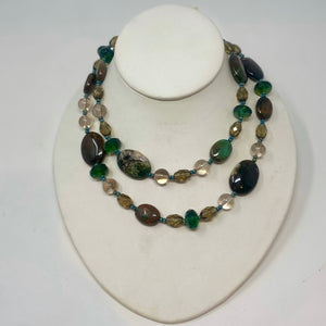 An earthy toned multi-sized beaded necklace