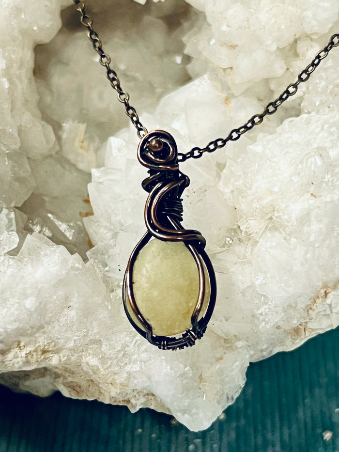 Copper Wrapped Beach Rock Pendent