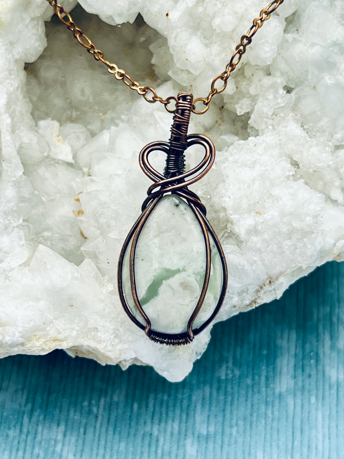 Copper Wrapped Tree Agate Pendent