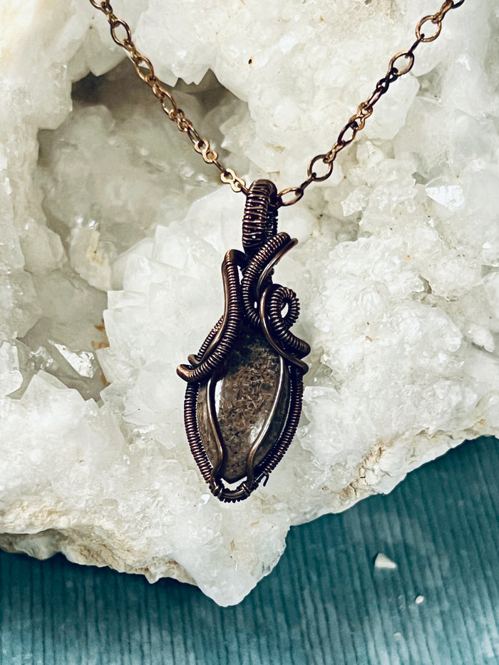 Copper Wrapped Dinosaur Bone Pendent