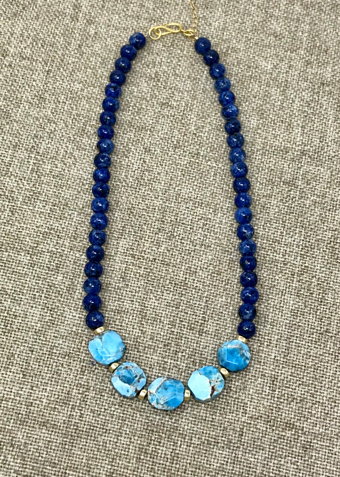 Apatite & Dumortierite Dark Blue and blue necklace