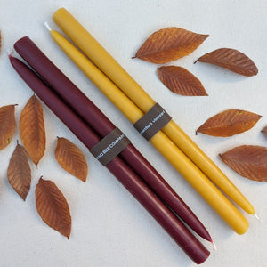 Red and Natural Beeswax Taper Candles