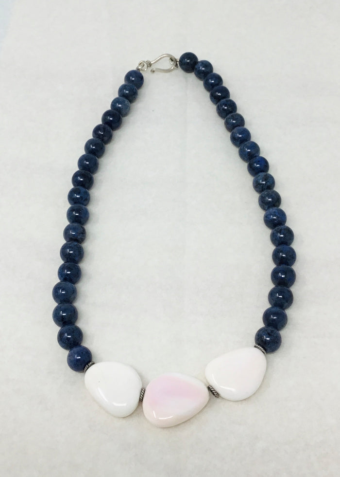 Dimortierite Necklace with Conch Shell