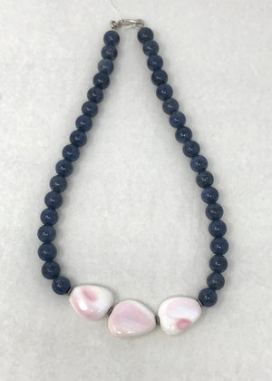 Dimortierite Necklace with Conch Shell