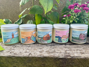 Our signature candles featuring our original MVM town logos, hand-poured by Vineyard Wick & Bath. Available in select scents; Dunes, Coastal Cliffs, Beach Cottage, Wildflowers, and Sunset.   Just in time for the Holidays, we've added a Christmas In Edgartown Signature Candle!