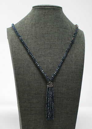 Tassel Necklace Navy Crystal