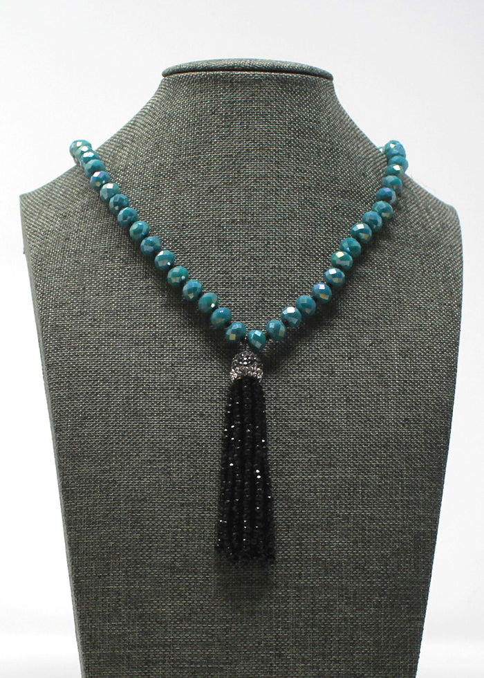 Tassel Necklace Blue & Black