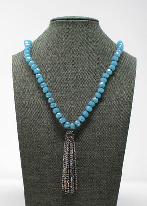 Tassle Necklace Blue & Silver